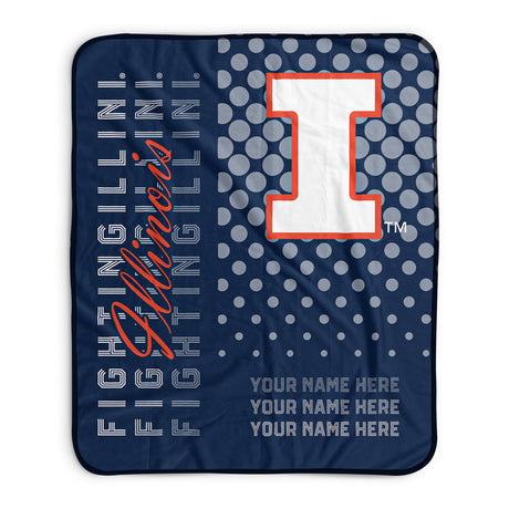 Pixsona Illinois Fighting Illini Halftone Pixel Fleece Blanket | Personalized | Custom