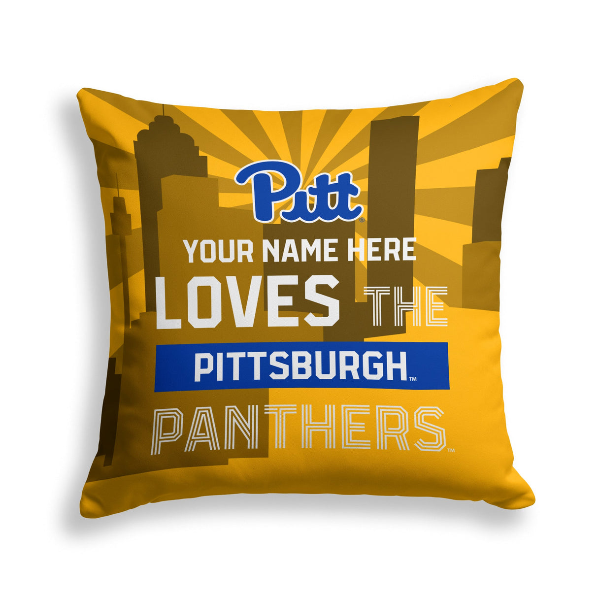 Pixsona Pitt Panthers Skyline Throw Pillow | Personalized | Custom