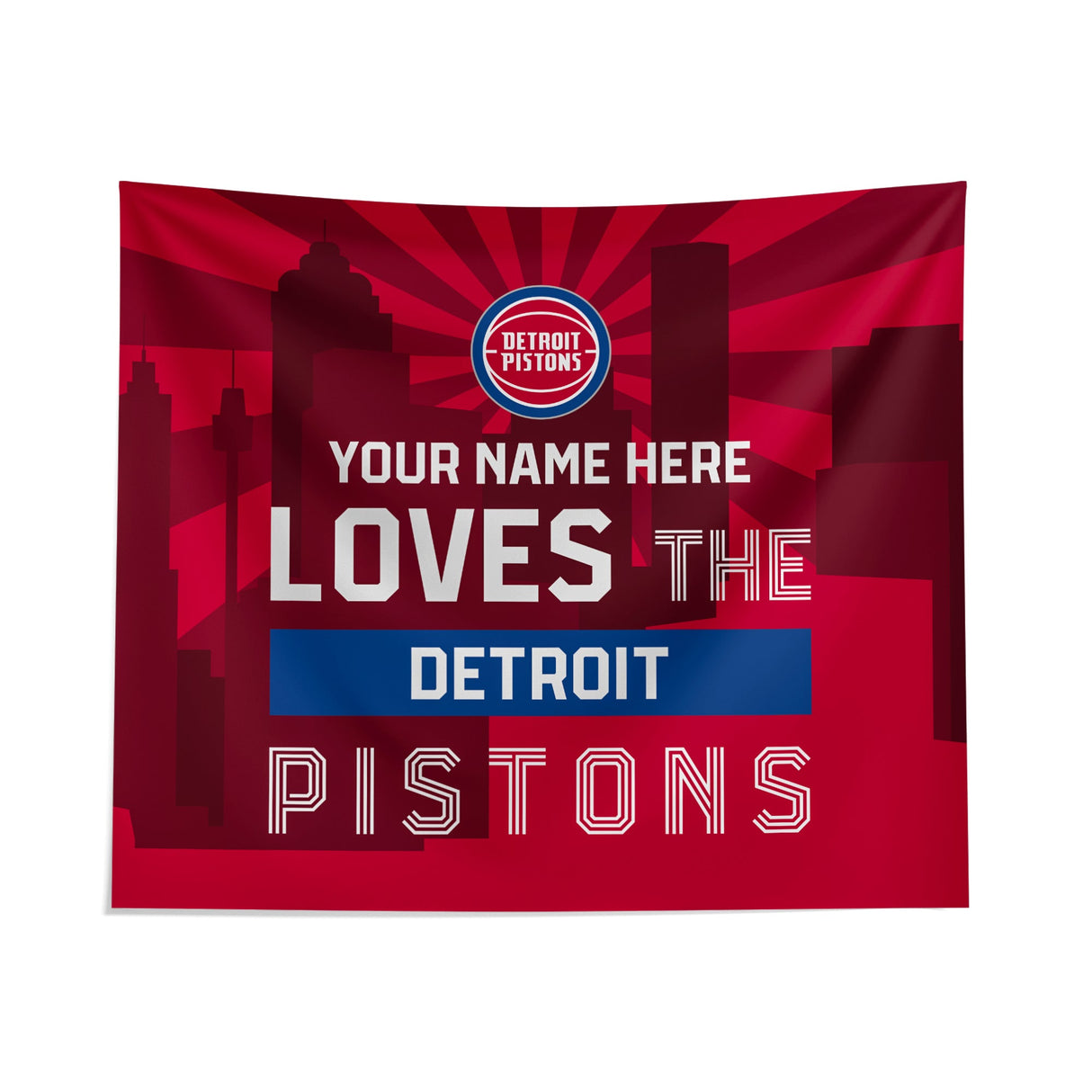 Pixsona Detroit Pistons Skyline Tapestry | Personalized | Custom