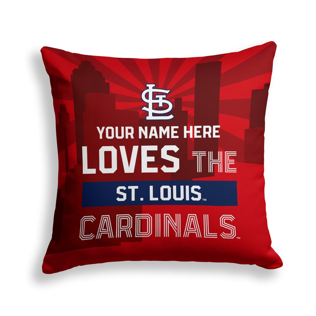 Pixsona St. Louis Cardinals Skyline Throw Pillow | Personalized | Custom