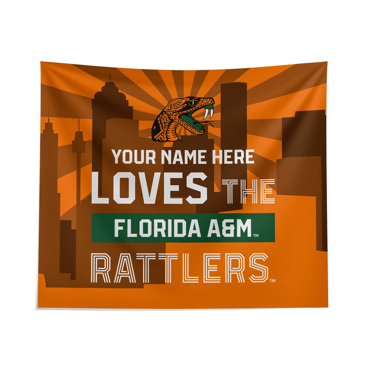 Pixsona FAMU Rattlers Skyline Tapestry | Personalized | Custom