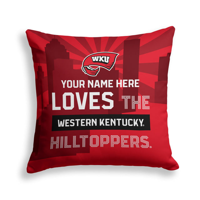 Pixsona Western Kentucky Hilltoppers Skyline Throw Pillow | Personalized | Custom