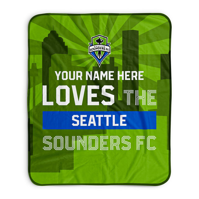Pixsona Seattle Sounders FC Skyline Pixel Fleece Blanket | Personalized | Custom