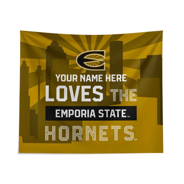 Pixsona Emporia State Hornets Skyline Tapestry | Personalized | Custom