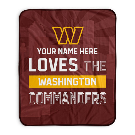 Pixsona Washington Commanders Skyline Pixel Fleece Blanket | Personalized | Custom