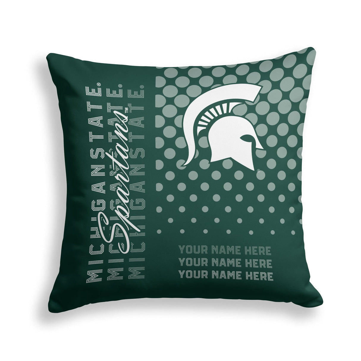Pixsona Michigan State Spartans Halftone Throw Pillow | Personalized | Custom