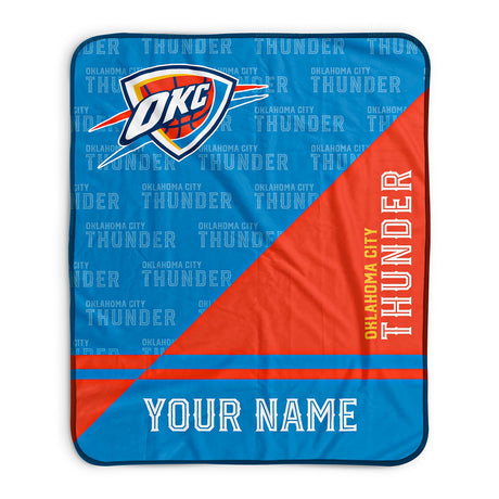 Pixsona Oklahoma City Thunder Split Pixel Fleece Blanket | Personalized | Custom