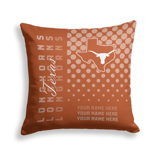 Pixsona Texas Longhorns Halftone Throw Pillow | Personalized | Custom