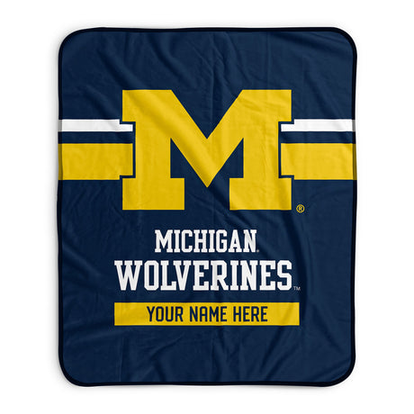 Pixsona Michigan Wolverines Stripes Pixel Fleece Blanket | Personalized | Custom