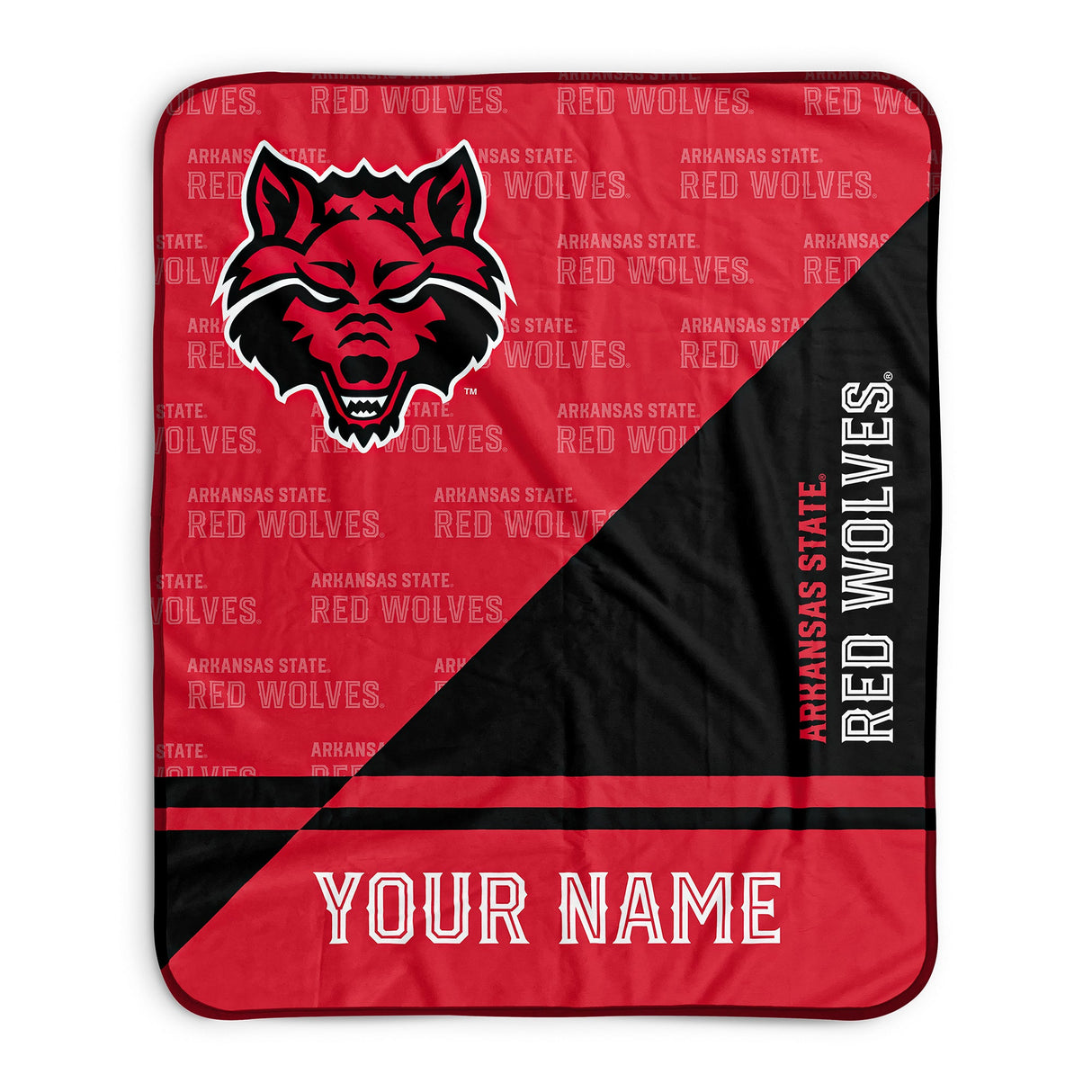 Pixsona Arkansas State Red Wolves Split Pixel Fleece Blanket | Personalized | Custom