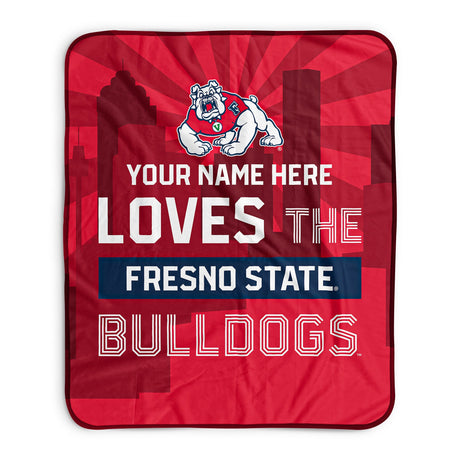 Pixsona Fresno State Bulldogs Skyline Pixel Fleece Blanket | Personalized | Custom