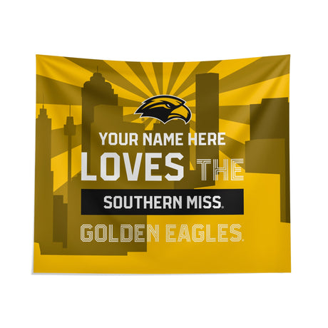 Pixsona Southern Miss Golden Eagles Skyline Tapestry | Personalized | Custom