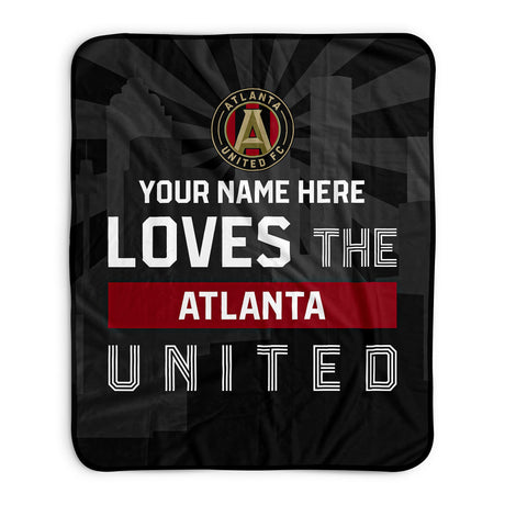 Pixsona Atlanta United FC Skyline Pixel Fleece Blanket | Personalized | Custom