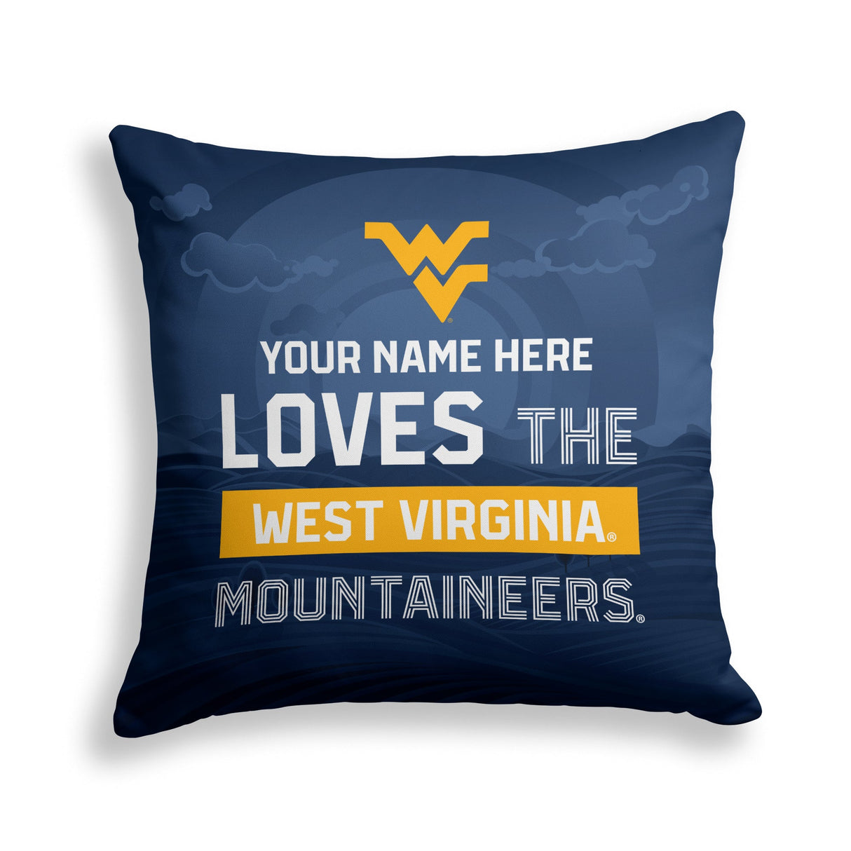 Pixsona West Virginia Mountaineers Skyline Throw Pillow | Personalized | Custom