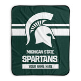 Pixsona Michigan State Spartans Stripes Pixel Fleece Blanket | Personalized | Custom