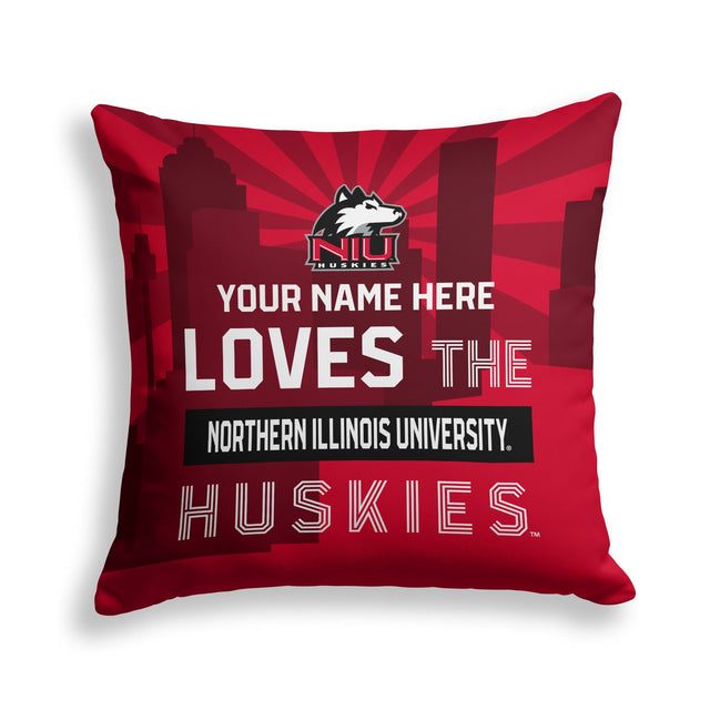 Pixsona Northern Illinois Huskies Skyline Throw Pillow | Personalized | Custom