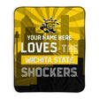 Pixsona Wichita State Shockers Skyline Pixel Fleece Blanket | Personalized | Custom