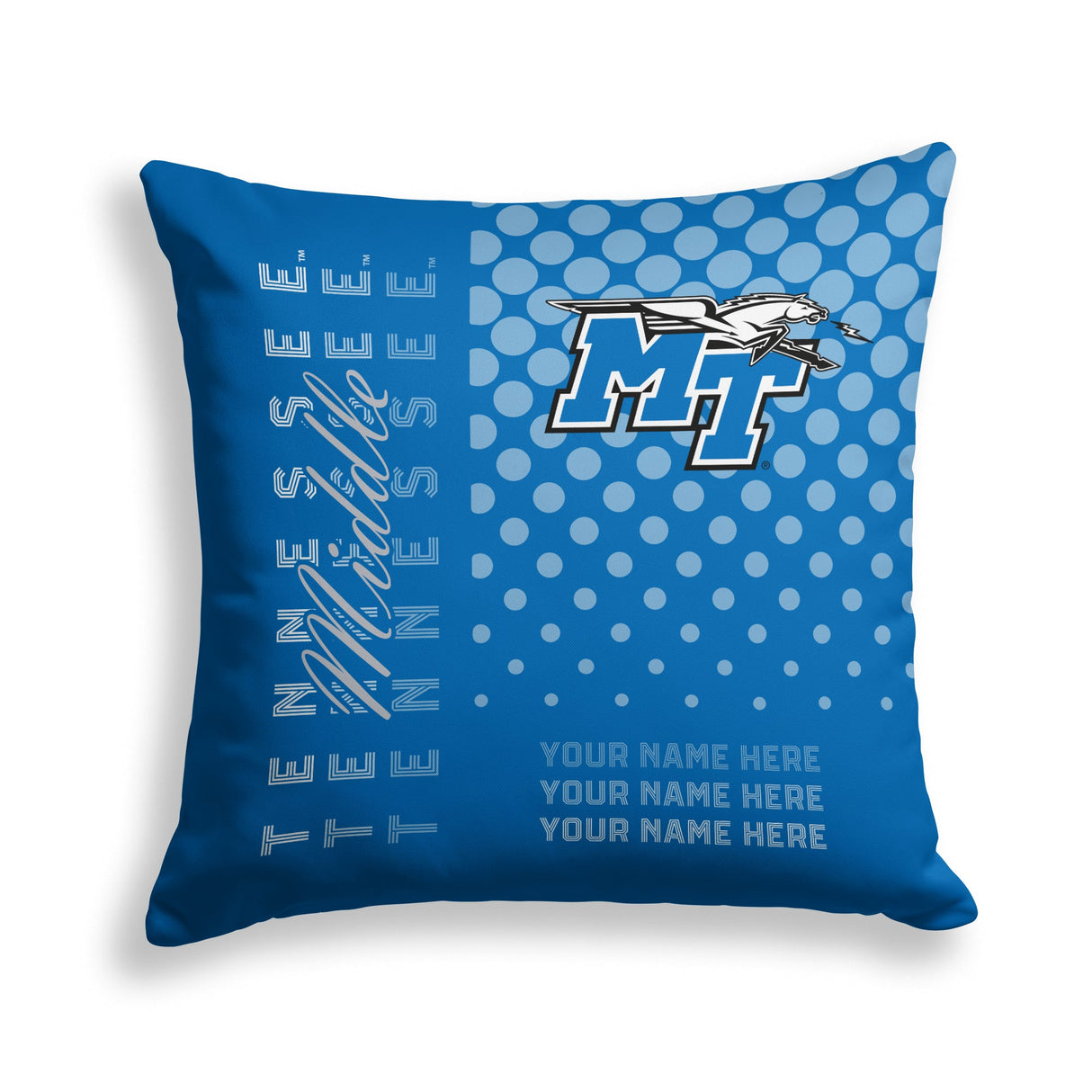 Pixsona Middle Tennessee State Blue Raiders Halftone Throw Pillow | Personalized | Custom
