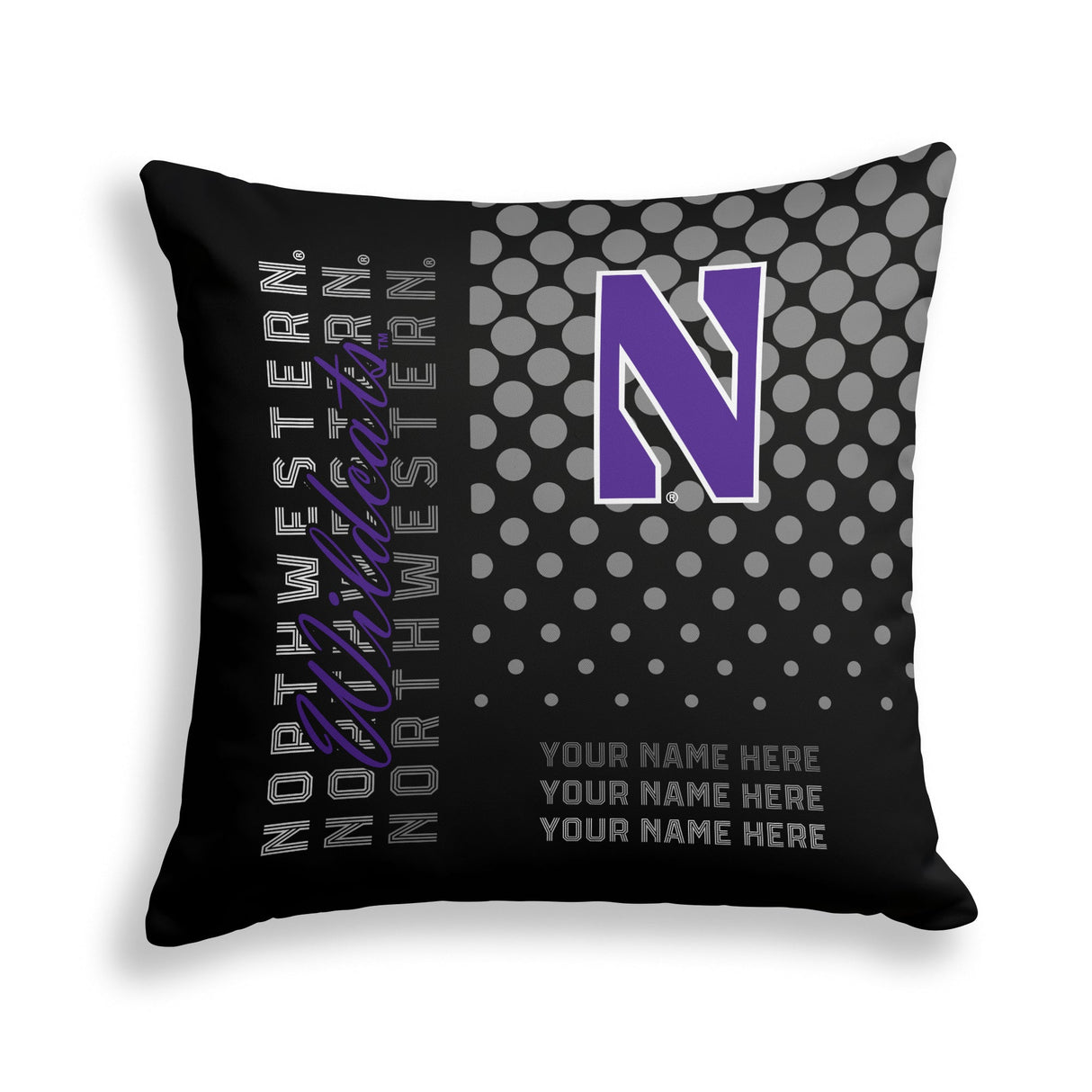 Pixsona Northwestern Wildcats Halftone Throw Pillow | Personalized | Custom