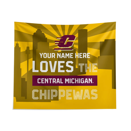 Pixsona Central Michigan Chippewas Skyline Tapestry | Personalized | Custom