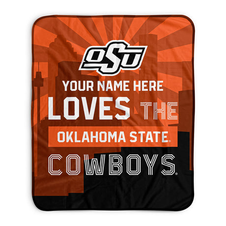 Pixsona Oklahoma State Cowboys Skyline Pixel Fleece Blanket | Personalized | Custom