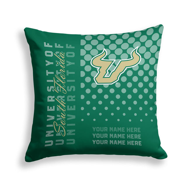 Pixsona South Florida Bulls Halftone Throw Pillow | Personalized | Custom