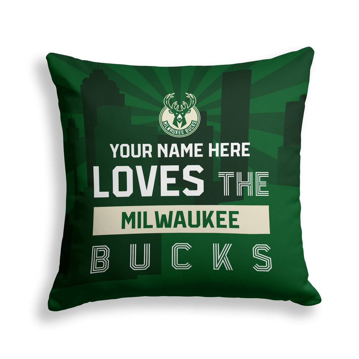Pixsona Milwaukee Bucks Skyline Throw Pillow | Personalized | Custom