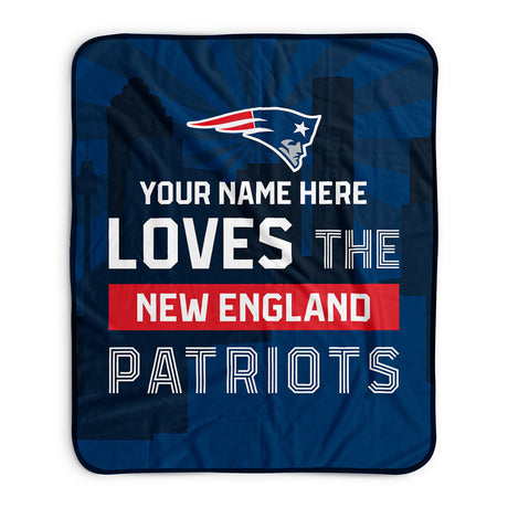 Pixsona New England Patriots Skyline Pixel Fleece Blanket | Personalized | Custom