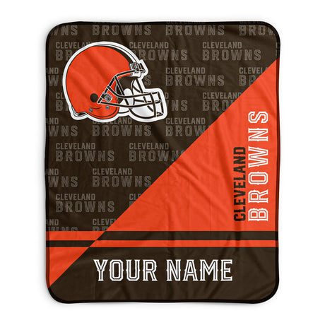 Pixsona Cleveland Browns Split Pixel Fleece Blanket | Personalized | Custom