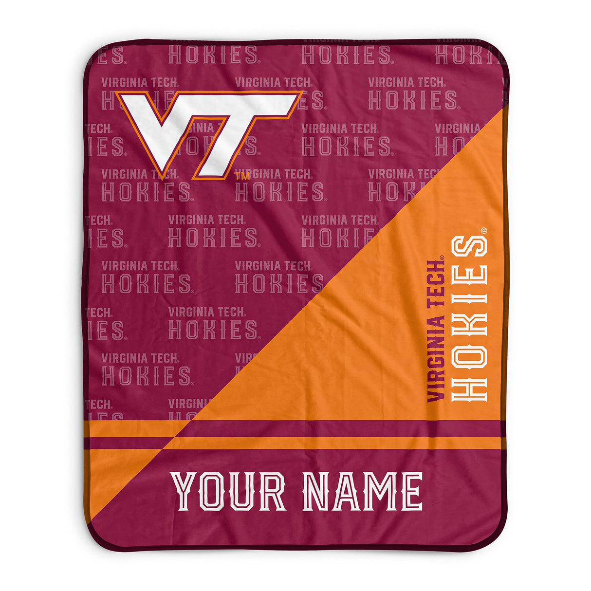 Pixsona Virginia Tech Hokies Split Pixel Fleece Blanket | Personalized | Custom