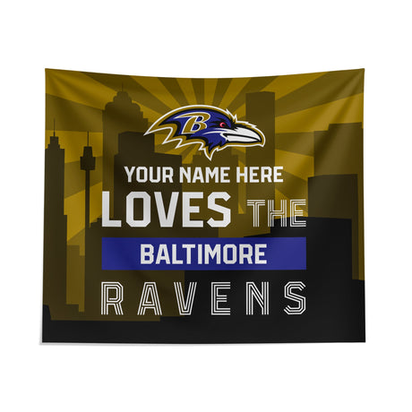 Pixsona Baltimore Ravens Skyline Tapestry | Personalized | Custom