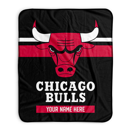 Pixsona Chicago Bulls Stripes Pixel Fleece Blanket | Personalized | Custom