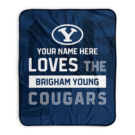 Pixsona Brigham Young Cougars Skyline Pixel Fleece Blanket | Personalized | Custom