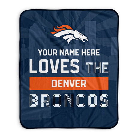 Pixsona Denver Broncos Skyline Pixel Fleece Blanket | Personalized | Custom
