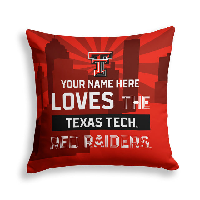 Pixsona Texas Tech Red Raiders Skyline Throw Pillow | Personalized | Custom