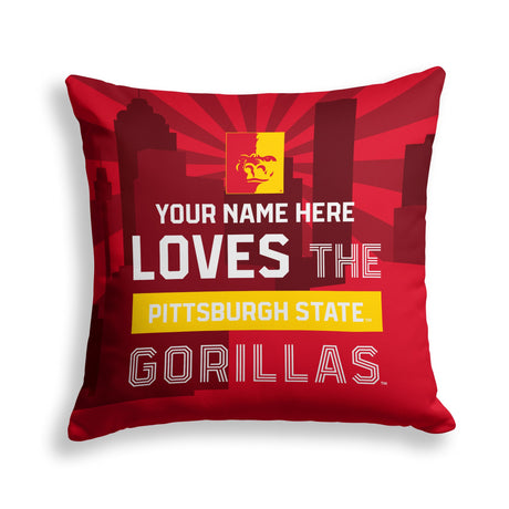 Pixsona Pittsburg State Gorillas Skyline Throw Pillow | Personalized | Custom