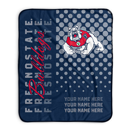 Pixsona Fresno State Bulldogs Halftone Pixel Fleece Blanket | Personalized | Custom