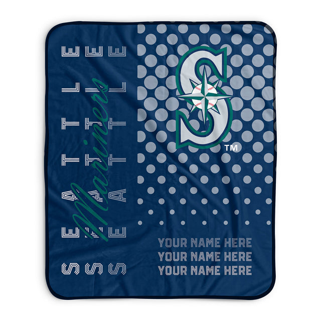 Pixsona Seattle Mariners Halftone Pixel Fleece Blanket | Personalized | Custom