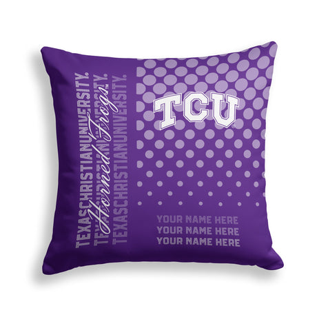 Pixsona TCU Horned Frogs Halftone Throw Pillow | Personalized | Custom