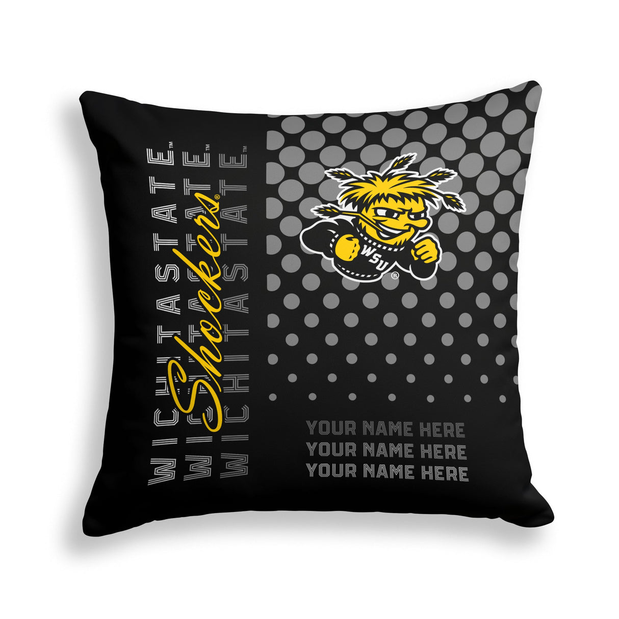 Pixsona Wichita State Shockers Halftone Throw Pillow | Personalized | Custom