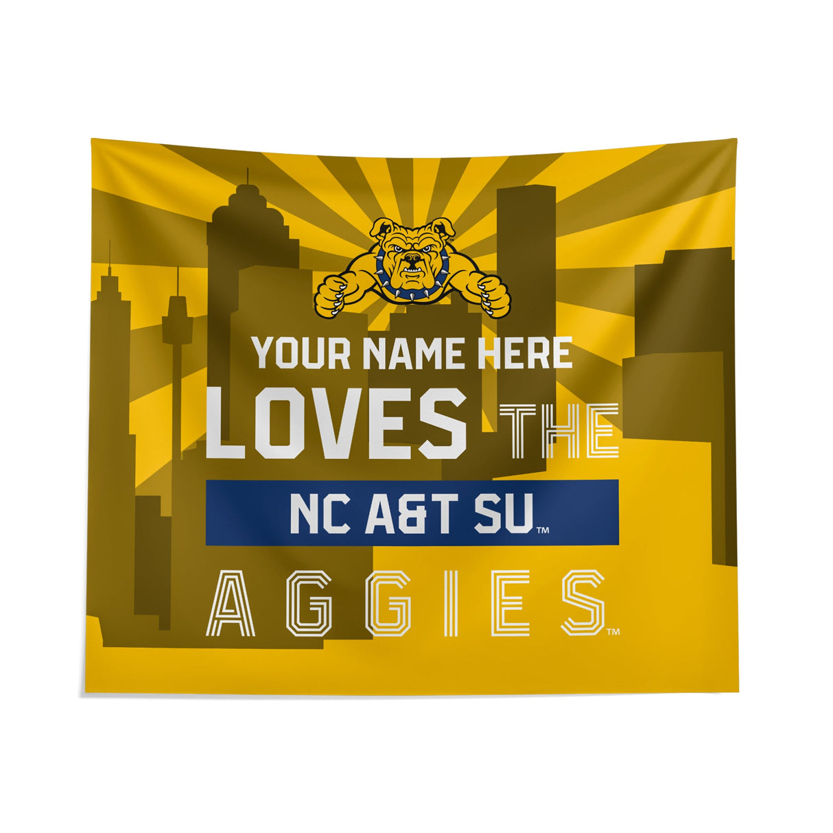 Pixsona North Carolina A&T Aggies Skyline Tapestry | Personalized | Custom