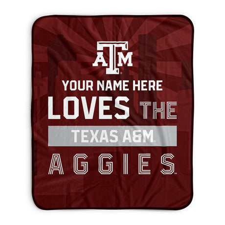 Pixsona Texas A&M Aggies Skyline Pixel Fleece Blanket | Personalized | Custom