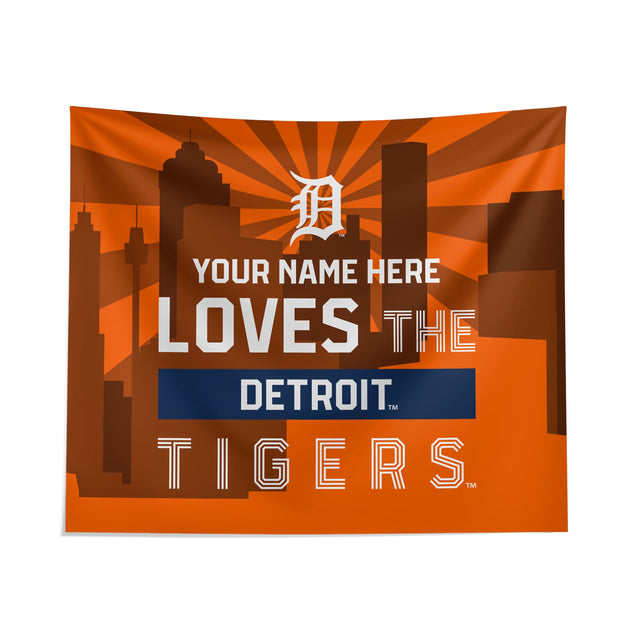 Pixsona Detroit Tigers Skyline Tapestry | Personalized | Custom