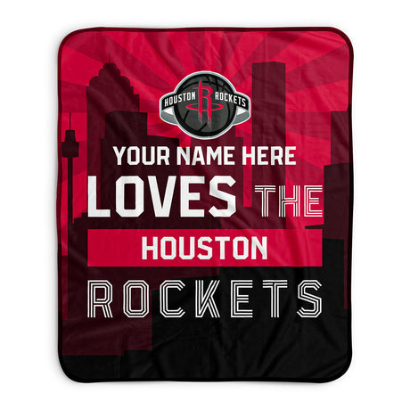 Pixsona Houston Rockets Skyline Pixel Fleece Blanket | Personalized | Custom