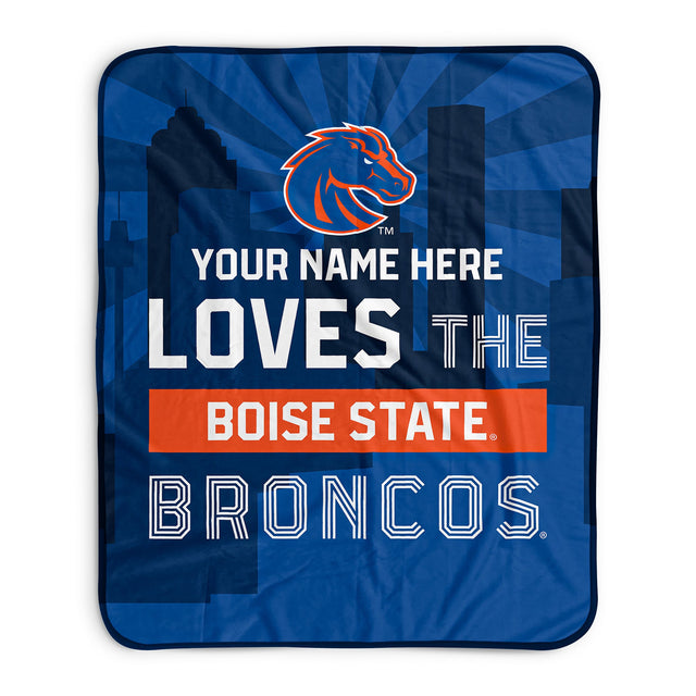 Pixsona Boise State Broncos Skyline Pixel Fleece Blanket | Personalized | Custom