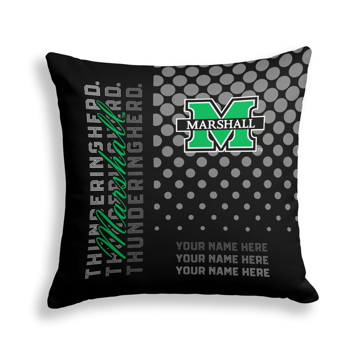 Pixsona Marshall Thundering Herd Halftone Throw Pillow | Personalized | Custom