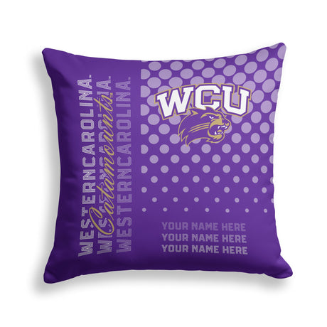 Pixsona Western Carolina Catamounts Halftone Throw Pillow | Personalized | Custom