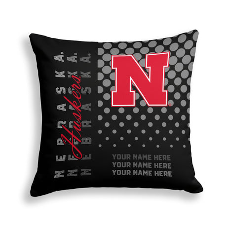 Pixsona Nebraska Huskers Halftone Throw Pillow | Personalized | Custom