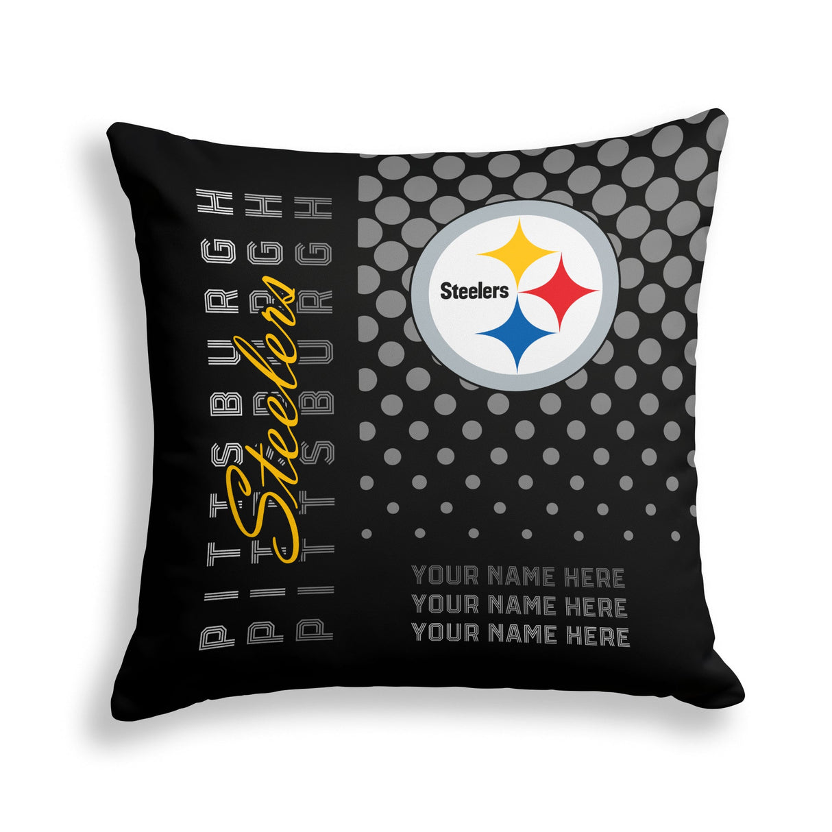 Pixsona Pittsburgh Steelers Halftone Throw Pillow | Personalized | Custom