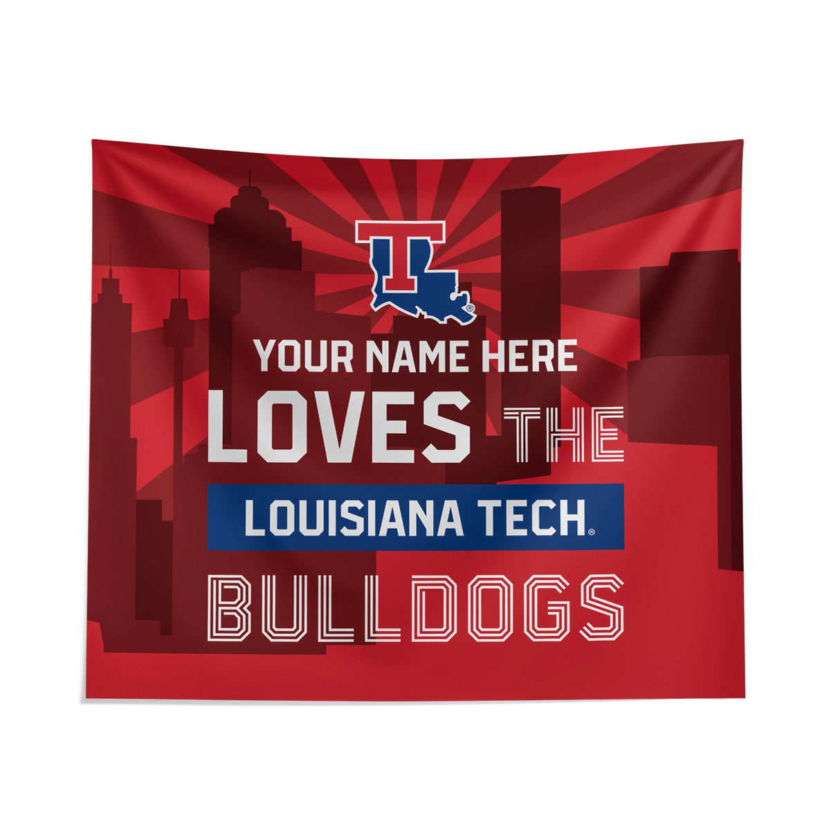 Pixsona Louisiana Tech Bulldogs Skyline Tapestry | Personalized | Custom